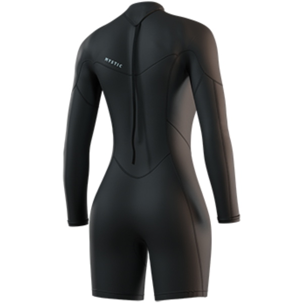 2026 Mystic Womens Brand 3/2mm Long Arm Back Zip Shorty Wetsuit 35000.250063 - Black